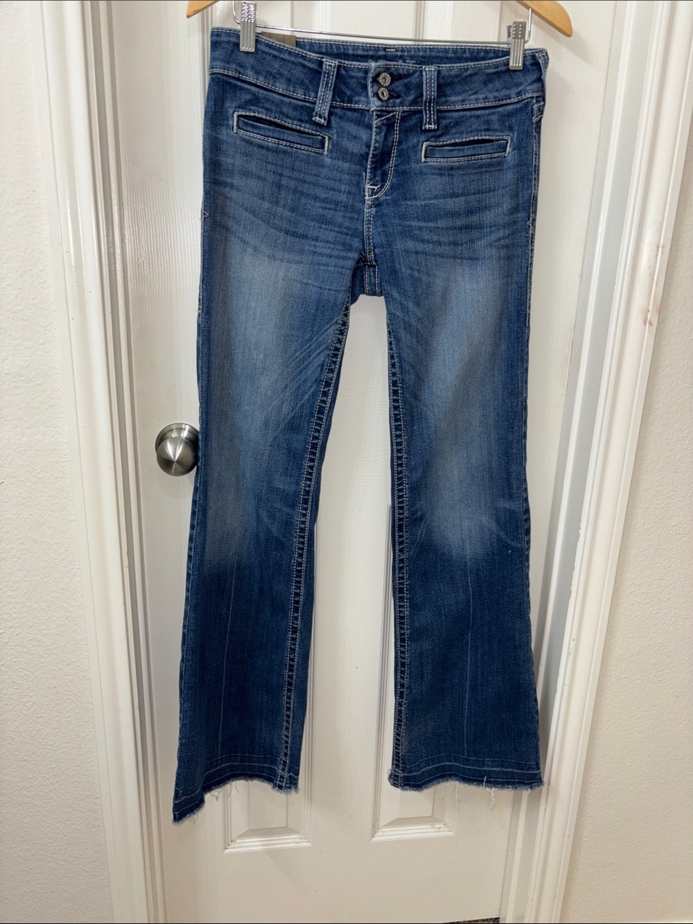 Ariat Dark Blue Flare Jeans Trouser with Subtle Fade - Picture 3 of 9
